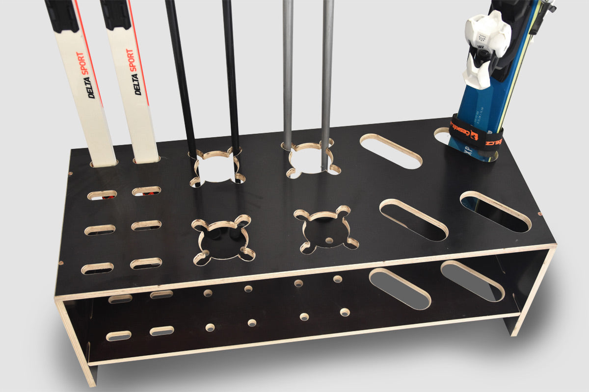 Kombineret træstativ til ski, langrendsski og stave