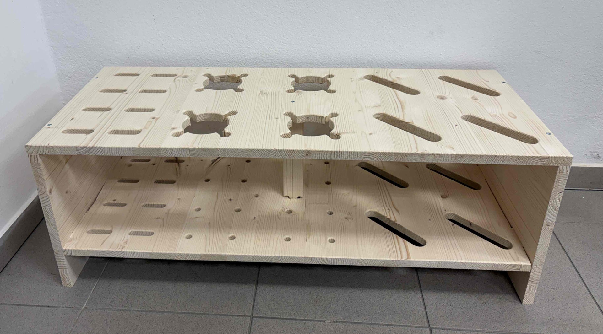 Kombineret træstativ til ski, langrendsski og stave - Naturfarve