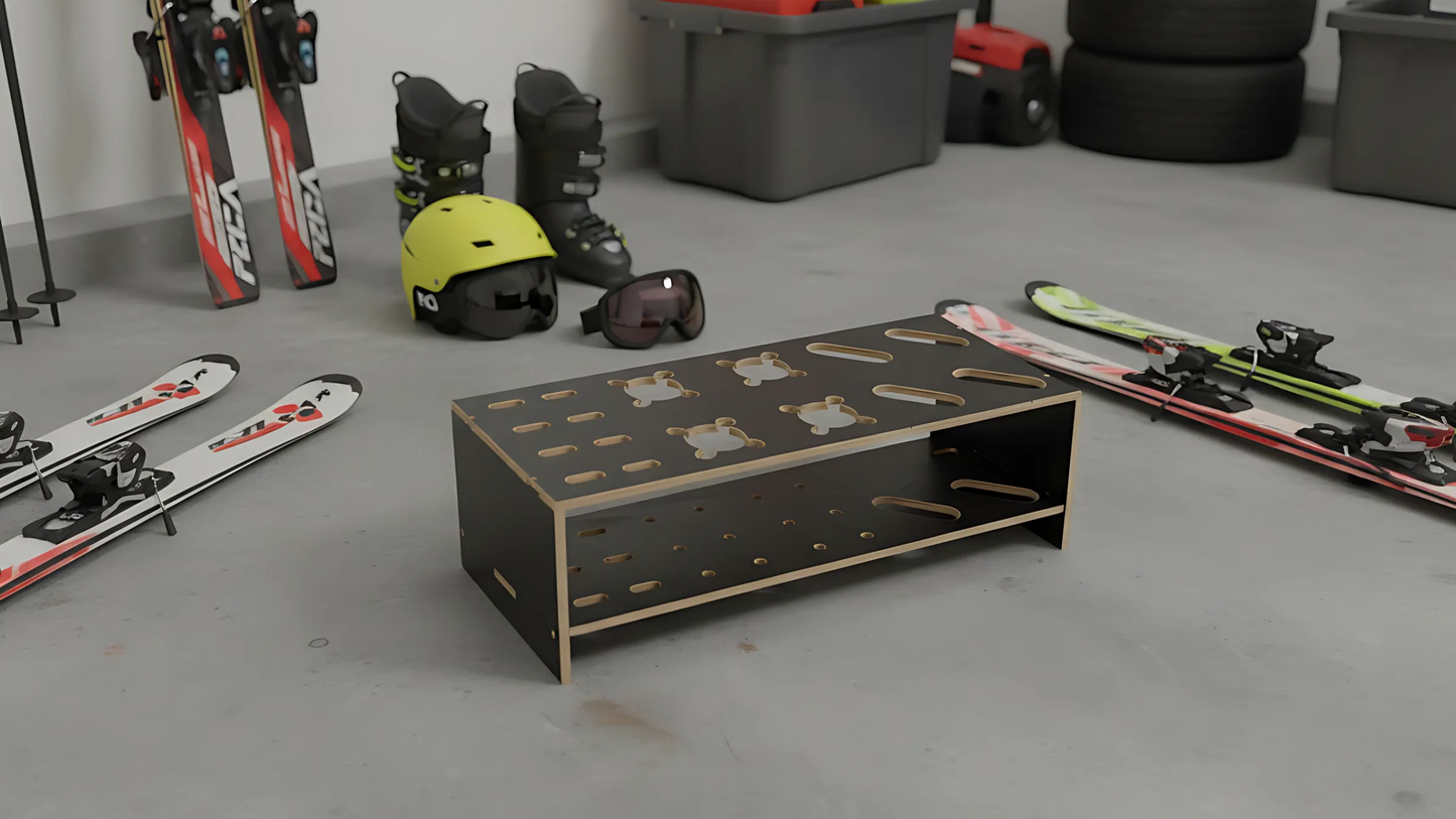 Kombineret træstativ til ski, langrendsski og stave